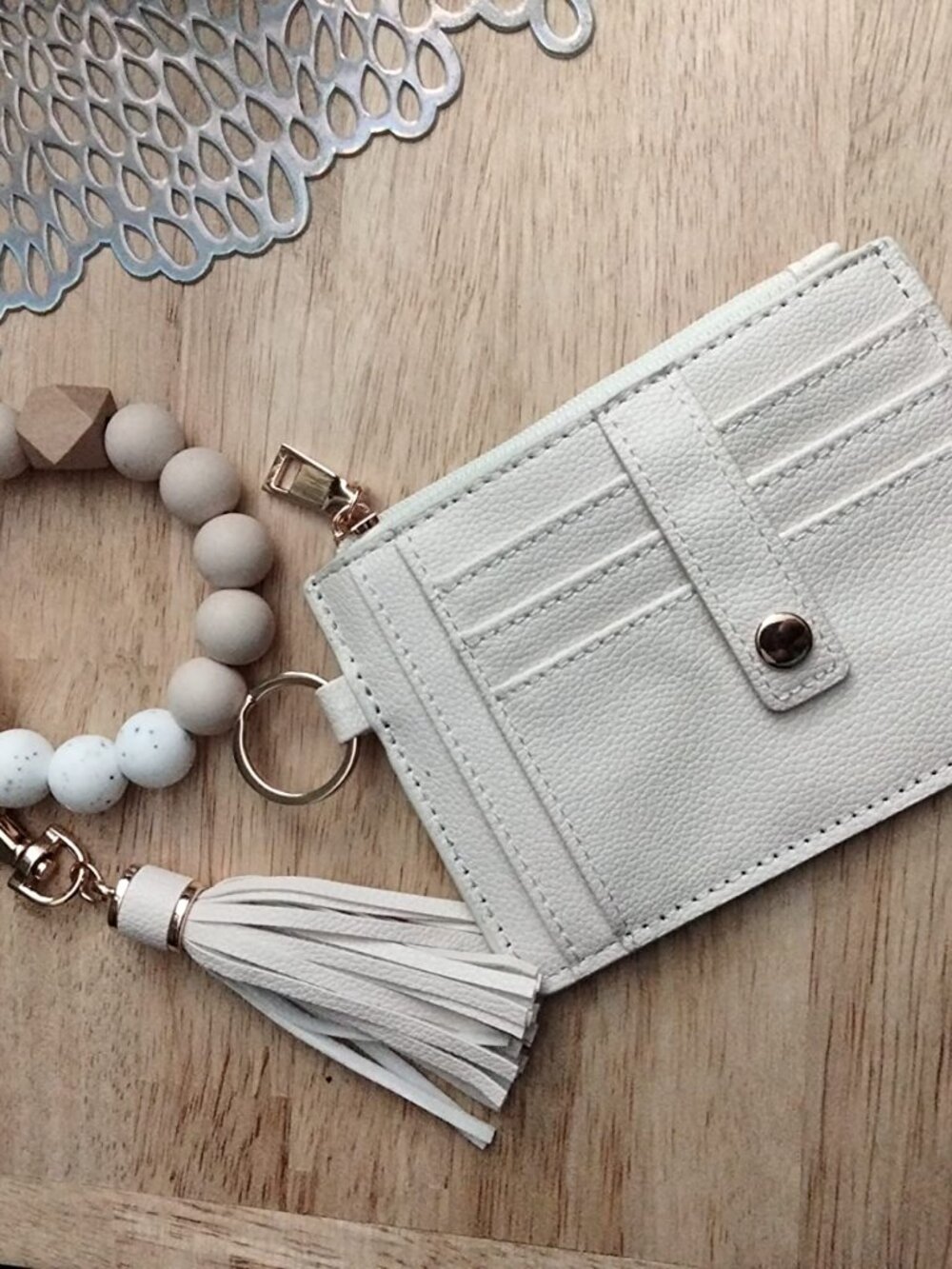 Wallet Keychain Wristlet for Women RFID Credit Card Holder Purse Tassel Bangle